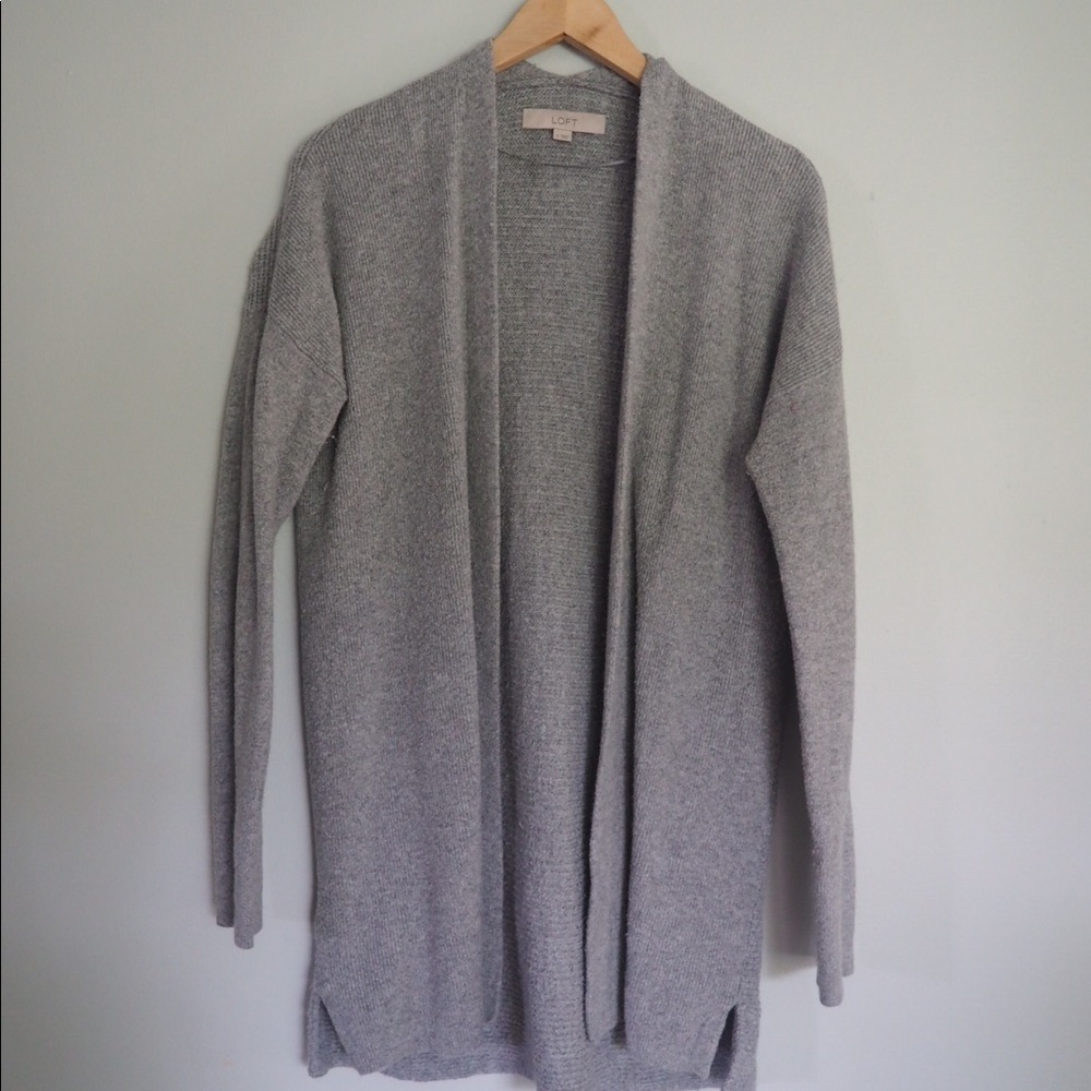 LOFT chunky open sweater - gray